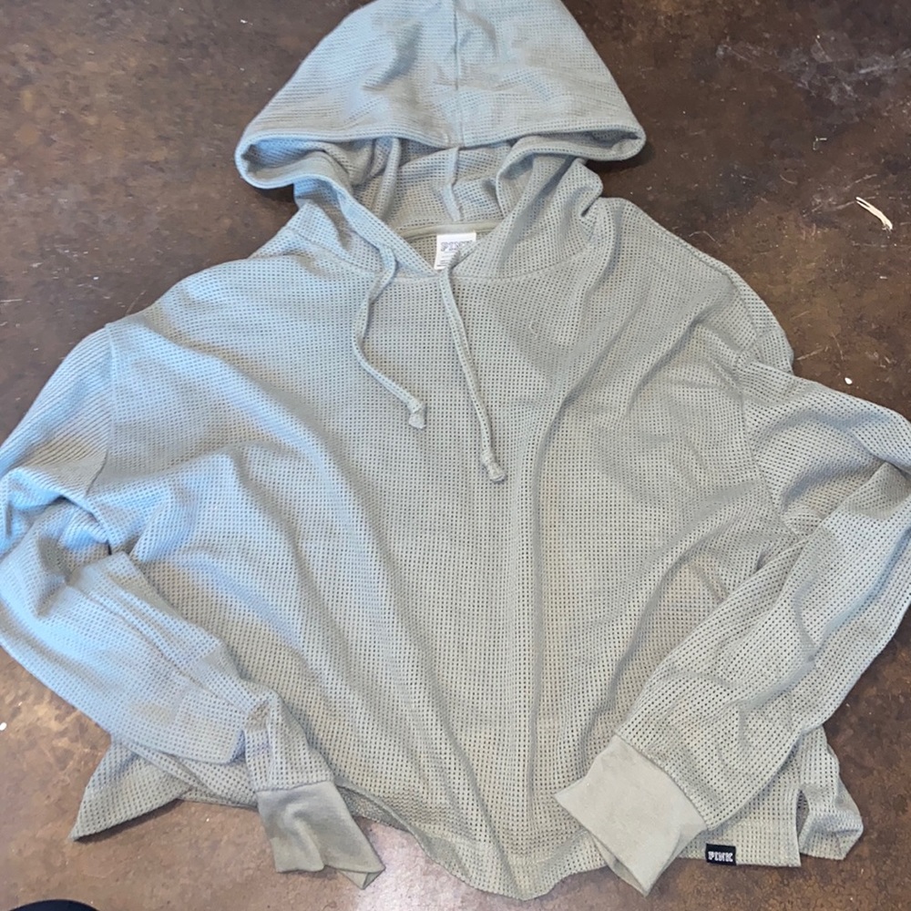 Hooded mesh cropped sweatshirt